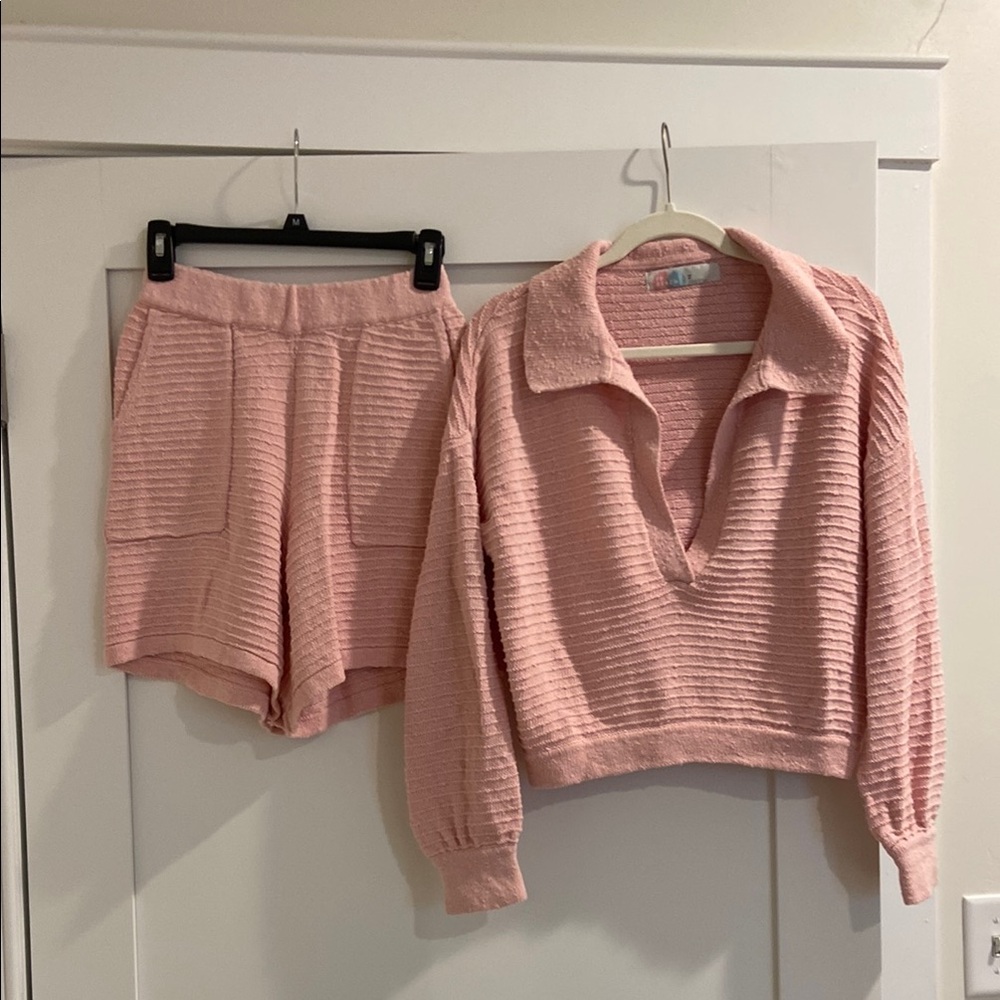 Free People Beach pink knit set